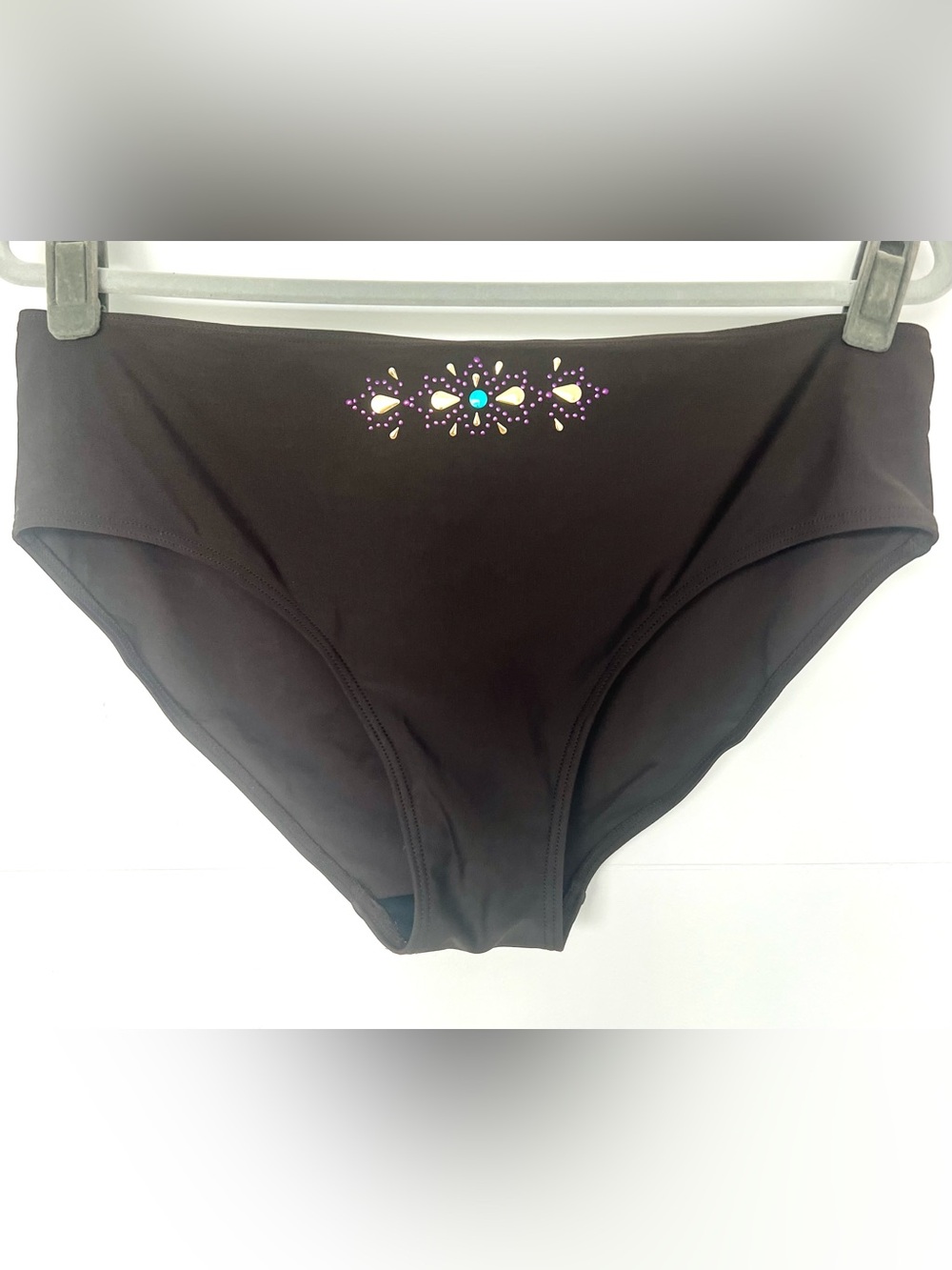 Women’s 14 Chocolate Brown Embellished Bikini Swim Bottom